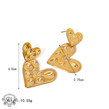 18k gold trendy heart-shaped design earrings perfect for special occasions