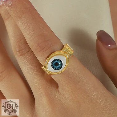 Gold Evil Eye Ring from 18K Gold Hip-Hop Style Devil’s Eye Design Ring Set