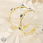 18K gold trendy hip-hop style ring set featuring elegant bangles with eye charms