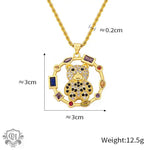 Gold teddy bear pendant necklace featuring 18K gold and bear diamond design