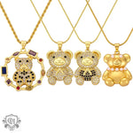 Gold Teddy Bear Necklaces in 18K Gold with Bear Diamond Design for Versatile Style