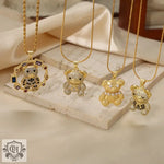 Elegant 18K Gold Bear Diamond Design Necklace showcasing trendy personality and versatility