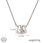 Silver necklace featuring colorful gemstone pendant in 18K gold light luxury design