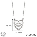 Silver heart pendant necklace featuring a lip design from the 18K Gold jewelry set