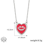 Silver heart necklace featuring a lip pendant in an 18K gold jewelry set