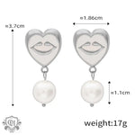 Heart-shaped earrings with pearl drops from 18K gold lip pendant necklace set