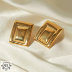 Pair of 18K gold trendy rectangular design earrings for special occasions