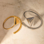 18k gold light luxury high-end triangle with coil design bracelet - QH Clothing