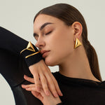 18k gold light luxury high-end triangle with coil design bracelet - QH Clothing