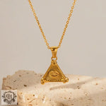 18K Gold Triangle Devil Eye Pendant Necklace - QH Clothing