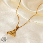 18K Gold Triangle Devil Eye Pendant Necklace - QH Clothing