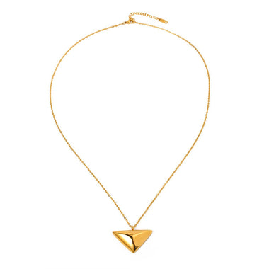 18k gold fashionable simple triangle pendant necklace - QH Clothing