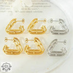 18K Gold Triangular Layered Earrings - QH Clothing