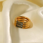 18K Gold Triple Layer Diamond Ring - QH Clothing