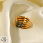 18K Gold Triple Layer Diamond Ring - QH Clothing