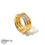 18K Gold Triple Layer Diamond Ring - QH Clothing