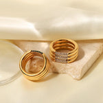 18K Gold Triple Layer Diamond Ring - QH Clothing