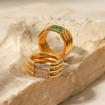 18K Gold Triple Layer Diamond Ring - QH Clothing