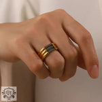 18K Gold Triple Layer Diamond Ring - QH Clothing