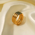 18K Gold Triple Layer Diamond Ring - QH Clothing