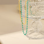 18k gold light luxury fashion clavicle chain with turquoise double-layer stacked design necklace - QH Clothing