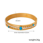 Trendy and fashionable 18k gold inlaid turquoise and zircon hollow design versatile bracelet - QH Clothing