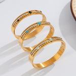 Trendy and fashionable 18k gold inlaid turquoise and zircon hollow design versatile bracelet - QH Clothing