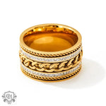 18K Gold Twist Chain Design Ring - QH Clothing