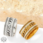 18K Gold Twist Chain Design Ring - QH Clothing