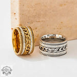 18K Gold Twist Chain Design Ring - QH Clothing