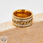 18K Gold Twist Chain Design Ring - QH Clothing