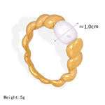 18K gold noble and majestic twist-shaped ring with pearl design and versatile ring - QH Clothing