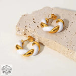 18K Gold Twisted C Shape Earrings - QH Clothing