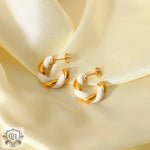 18K Gold Twisted C Shape Earrings - QH Clothing