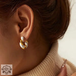 18K Gold Twisted C Shape Earrings - QH Clothing