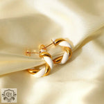 18K Gold Twisted C Shape Earrings - QH Clothing