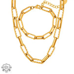 18K Gold Twisted Chain Necklace and Bracelet - QH Clothing