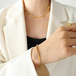 18K Gold Twisted Necklace & Bracelet - QH Clothing