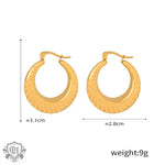 18K gold novel and fashionable round earrings with twist design and versatile - QH Clothing