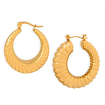 18K gold novel and fashionable round earrings with twist design and versatile - QH Clothing