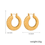 18K gold novel and fashionable round earrings with twist design and versatile - QH Clothing