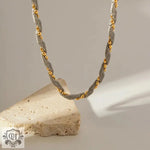 18K Gold Two-Tone Geometric Necklace - QH Clothing