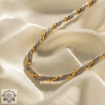 18K Gold Two-Tone Geometric Necklace - QH Clothing