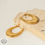 18K Gold U-Shaped Lava Pattern Earrings - QH Clothing