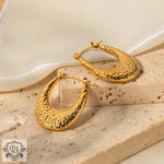 18K Gold U-Shaped Lava Pattern Earrings - QH Clothing