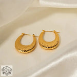 18K Gold U-Shaped Lava Pattern Earrings - QH Clothing