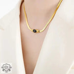 18K Gold Vintage Inlaid Zircon Bracelet and Necklace - QH Clothing