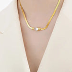 18K Gold Vintage Inlaid Zircon Bracelet and Necklace - QH Clothing