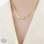 18K Gold Vintage Inlaid Zircon Bracelet and Necklace - QH Clothing