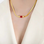 18K Gold Vintage Inlaid Zircon Bracelet and Necklace - QH Clothing